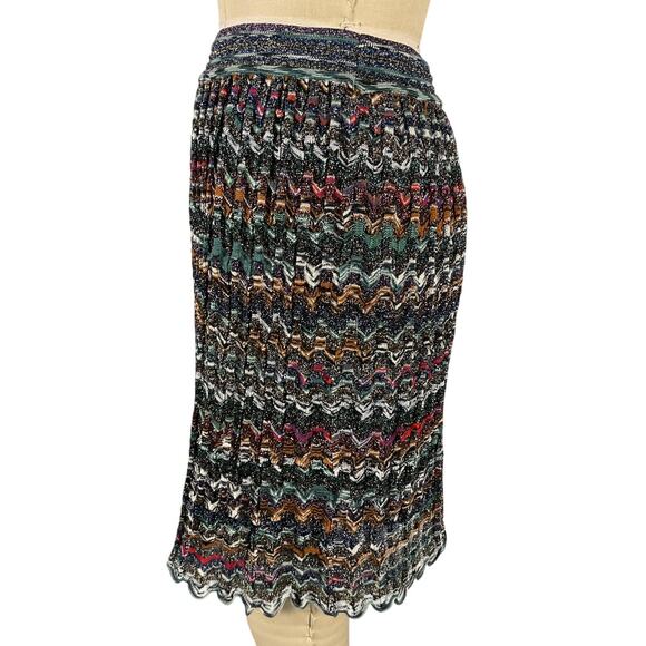 Missoni Metallic Green Chevron Knit Mini Skirt Size IT 42 / US 6 - Picture 3 of 6